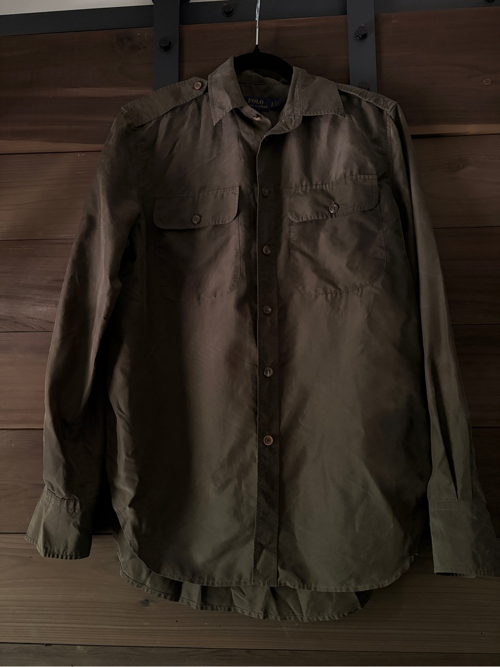 Polo by Ralph Lauren Olive Military-Style Women’s blouse 100% silk